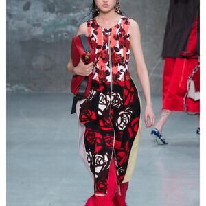 Marni Floral & Abstract Rose Print Dress Contrast Panels Size 40 US 4 Artistic
